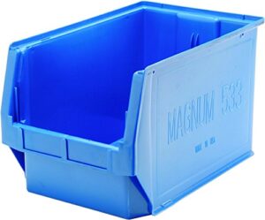 quantum storage qms533bl 3-pack magnum heavy duty plastic storage bin, 19-3/4" x 12-3/8" x 11-7/8", blue