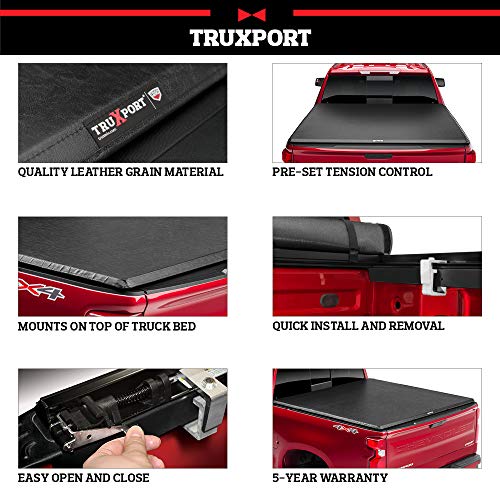 TruXedo TruXport Soft Roll Up Truck Bed Tonneau Cover | 256801 | Fits 2005 - 2015 Toyota Tacoma 6' 2" Bed (73.5") , Black