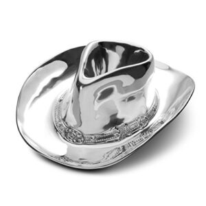 wilton armetale cowboy hat chip and dip server, 12-inch-by-15.25-inch, silver