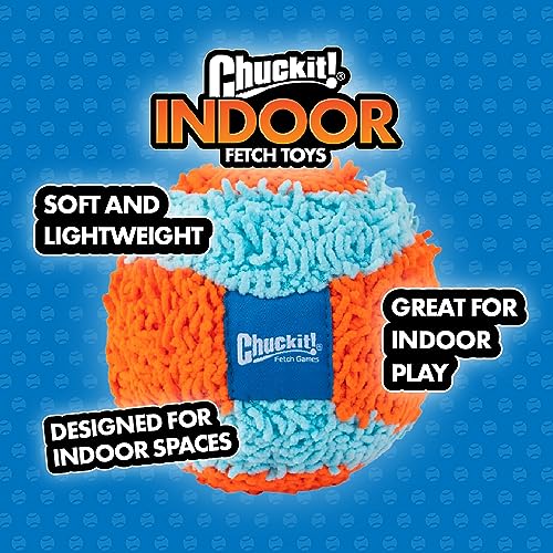 Chuckit! Indoor Fetch Ball Dog Toy (4.75 Inch), Orange and Blue