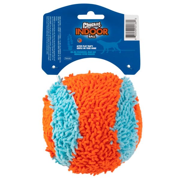 Chuckit! Indoor Fetch Ball Dog Toy (4.75 Inch), Orange and Blue