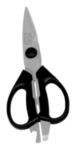 chicago cutlery deluxe multipurpose stainless steel kitchen shears with built-in bottle opener, for left and right handed users, resists rust, stains, and pitting, kitchen scissors