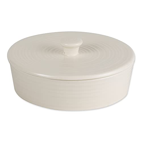 RSVP International Stoneware Tortilla Warmer & Server with Lid, Dishwasher, Microwave and Oven Safe, 8" Dia x 3", White