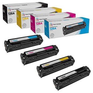 ld products remanufactured toner cartridge replacements for hp 128a (ce320a black, ce321a cyan, ce323a magenta, ce322a yellow, 4-pack) for color laser cm1415fnw, cp1522n, cp1523n, cp1525nw, cm1410fnw