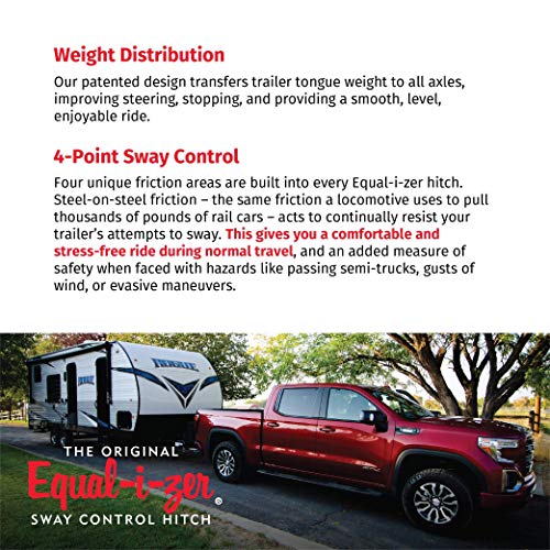 Equal-i-zer 4-point Sway Control Hitch, 90-00-1201, 12,000 Lbs Trailer Weight Rating, 1,200 Lbs Tongue Weight Rating, Weight Distribution Kit DOES NOT Include Hitch Shank, Ball NOT Included