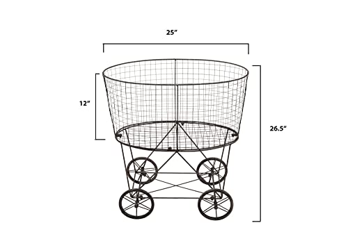 Creative Co-op Vintage Metal Laundry Basket with Wheels 25" x 15" x 26 3/4" (W x D x H)