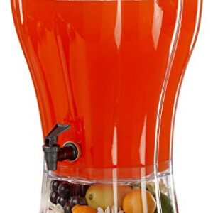 Buddeez Clear Drink 3.5 Gallon Plastic Beverage, Comes with Stand, Spigot, Ice Cone, Large Punch Dispenser for Parties