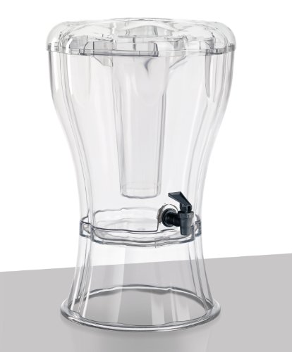 Buddeez Clear Drink 3.5 Gallon Plastic Beverage, Comes with Stand, Spigot, Ice Cone, Large Punch Dispenser for Parties