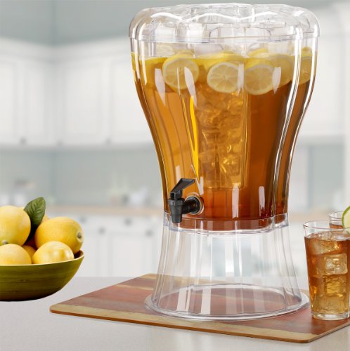 Buddeez Clear Drink 3.5 Gallon Plastic Beverage, Comes with Stand, Spigot, Ice Cone, Large Punch Dispenser for Parties