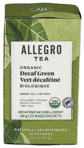 allegro tea, organic decaf green tea bags, 20 ct