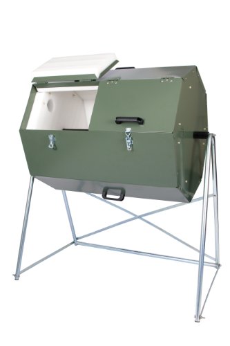 Jora Composter JK 270 - Outdoor Dual Chamber Compost Tumbler - 70 Gallon - Galvanized Steel Construction