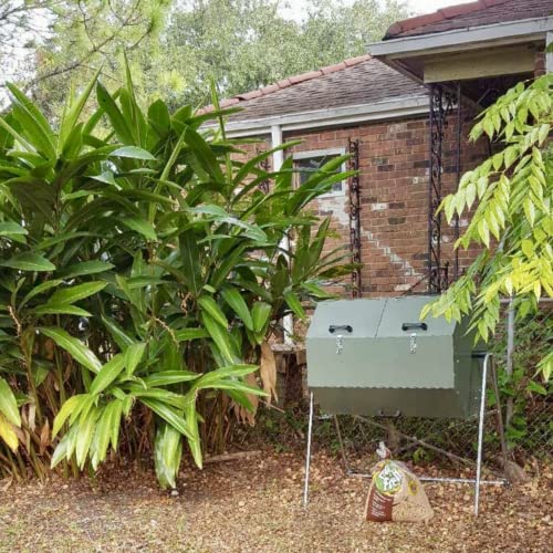 Jora Composter JK 270 - Outdoor Dual Chamber Compost Tumbler - 70 Gallon - Galvanized Steel Construction