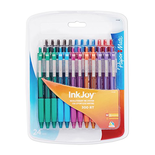 Paper Mate InkJoy 300RT Retractable Ballpoint Pen, Medium Point, Assorted Colors, 24-Count