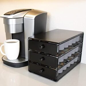 Nifty Coffee Pod Drawer – Black Satin Finish, Compatible with K-Cups, 54 Pod Pack Capacity Rack, 3-Tier Holder & Storage, Stylish Home or Office Kitchen Counter Organizer