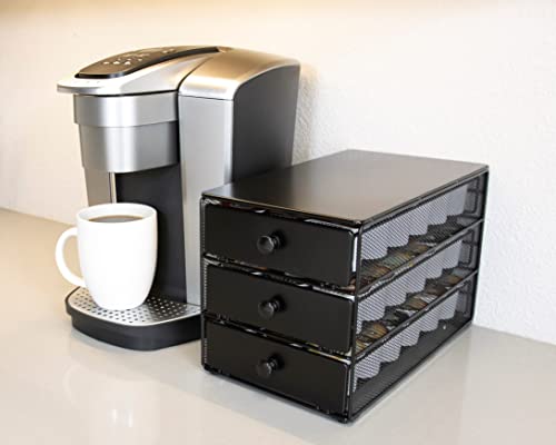 Nifty Coffee Pod Drawer – Black Satin Finish, Compatible with K-Cups, 54 Pod Pack Capacity Rack, 3-Tier Holder & Storage, Stylish Home or Office Kitchen Counter Organizer