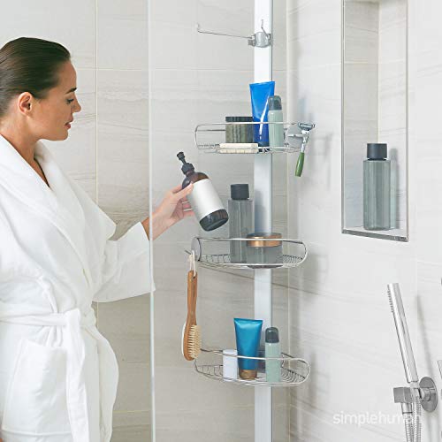 simplehuman 9' Tension Pole Shower Caddy, Stainless Steel and Anodized Aluminum