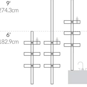 simplehuman 9' Tension Pole Shower Caddy, Stainless Steel and Anodized Aluminum