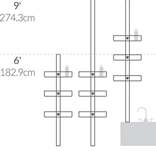 simplehuman 9' Tension Pole Shower Caddy, Stainless Steel and Anodized Aluminum