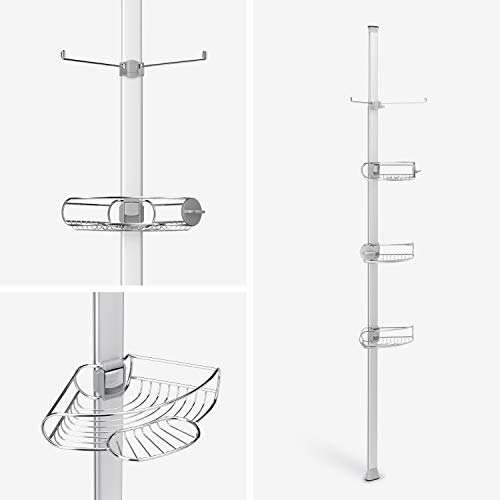 simplehuman 9' Tension Pole Shower Caddy, Stainless Steel and Anodized Aluminum