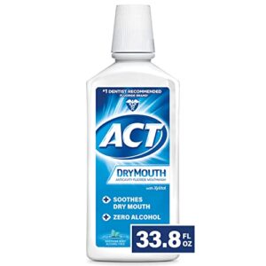 act dry mouth anticavity zero alcohol fluoride mouthwash, soothing mint, 33.8 fl. oz.