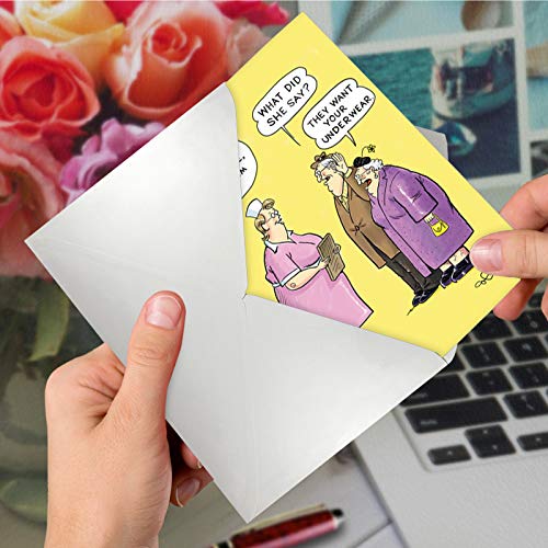 NobleWorks Funny Birthday Paper Card with 5 x 7 Inch Envelope (1 Card) Bday Want Underwear Collins Birthday Cartoon 4760Z