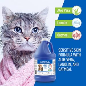 Adams Plus Flea & Tick Shampoo with Precor for Cats, Kittens, Dogs & Puppies Over 12 Weeks Of Age, Sensitive Skin Flea Treatment Formula, Kills Adult Fleas, Flea Eggs, Ticks, and Lice, 1 Gallon