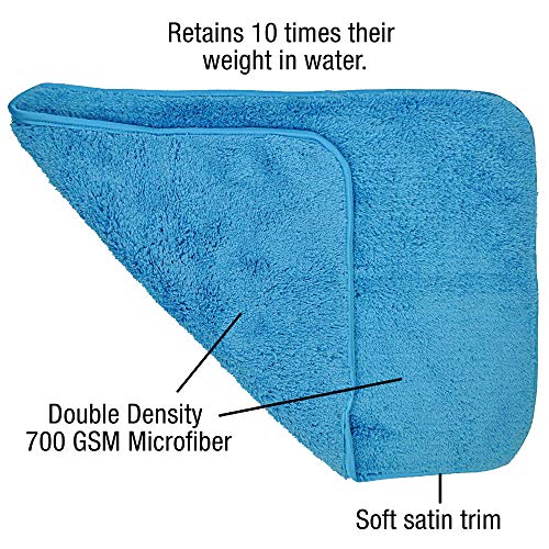 Eurow Double Density Microfiber Soft Fluffy Absorbent Shag Towels Scratchless Cleaning Drying Detailing 700GSM 12 X 16 Inches 3 Pack