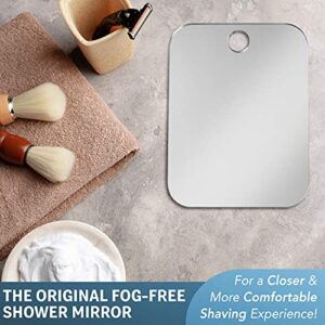 The Shave Well Company Original Anti-Fog Shaving Mirror | Fogless Bathroom Shower Mirror with Handheld Option for Men and Women | Hanging Shower Mirror Includes Long-Lasting Removable Adhesive Hook