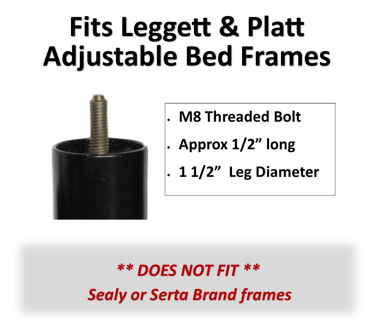 5" Steel Adjustable Bed Riser Legs, Set of 4