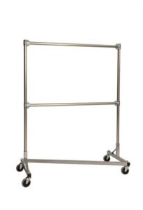 quality fabricators heavy duty z-rack 48 in. double rail garment rack in silver [kitchen]