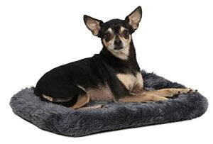midwest homes for pets 18l-inch gray dog bed or cat bed w/ comfortable bolster|ideal for 'toy' dog breeds&fits an 18-inch dog crate|wash&dry|1-year warranty,charcoal gray,model:40218-gy