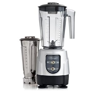 omega bl390s blender 1-hp motor with tritan copolyester and stainless steel container combo pack, 48-ounce, silver