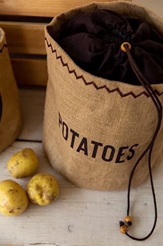 Natural Elements KitchenCraft Potato Bag with Blackout Lining, Hessian, Brown, 24 x 24cm