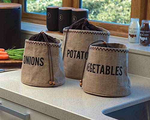 Natural Elements KitchenCraft Potato Bag with Blackout Lining, Hessian, Brown, 24 x 24cm