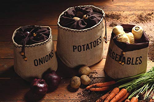 Natural Elements KitchenCraft Potato Bag with Blackout Lining, Hessian, Brown, 24 x 24cm