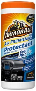 car air freshener protectant wipes by armor all, interior car wipes with uv protection against cracking and fading, cool mist, 25 count