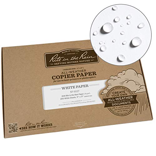 Rite In The Rain Weatherproof Copier Paper, 11" x 17", 20# White, 200 Sheet Pack (No. 8517)