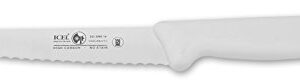 Icel Cutlery 5 1/2-inch Stiff Wide Blade Boning Knife, Extra Wide Serrated Blade, White Handle.