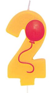 creative converting numerical balloon candle, 3.5", yellow