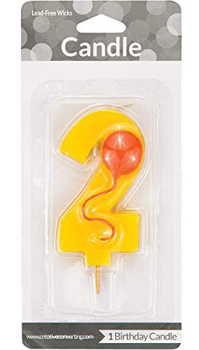 Creative Converting Numerical Balloon Candle, 3.5", Yellow