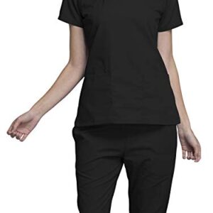 Cherokee Women Scrubs Top Workwear Originals Round Neck 4824, M, Black