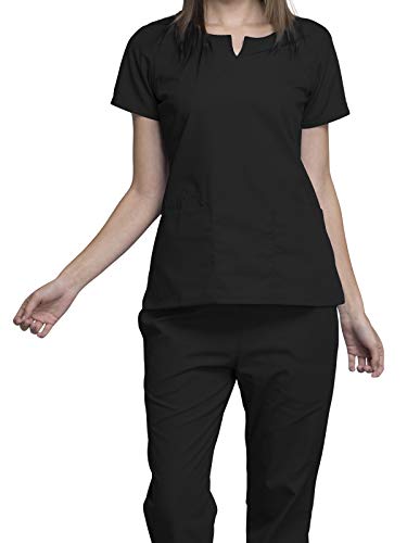 Cherokee Women Scrubs Top Workwear Originals Round Neck 4824, M, Black