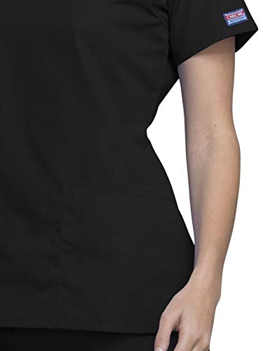 Cherokee Women Scrubs Top Workwear Originals Round Neck 4824, M, Black