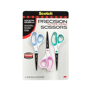 scotch precision ultra edge 8-inch scissors, 3 pack