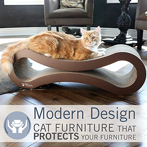 PetFusion Ultimate Cat Scratcher Lounge, Reversible Infinity Scratcher in Multiple Colors. Made from Recycled Corrugated Cardboard, Durable & Long Lasting. 1 Yr Warranty