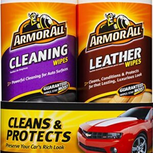 Armor All Car Cleaning and Leather Wipes - Interior Cleaner for Cars & Truck & Motorcycle, 25/20 Count (Pack of 2), 18761