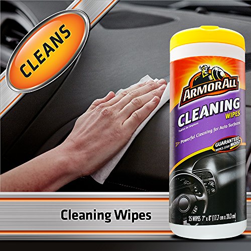 Armor All Car Cleaning and Leather Wipes - Interior Cleaner for Cars & Truck & Motorcycle, 25/20 Count (Pack of 2), 18761