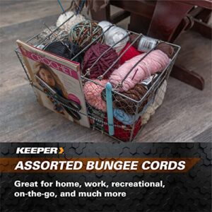 Keeper - Mini Bungee Cords in Multiple Sizes, 6 Pack - 6", 8", and 10”