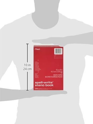 Mead Spell-Write Steno Book, Gregg Rule, 6 x 9 Inches, White, 80 Sheets (MEA43082)