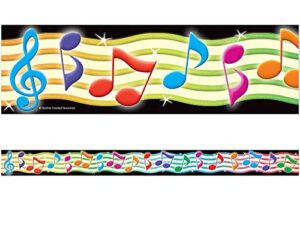 teacher created resources musical notes straight border trim, multi color (5155)